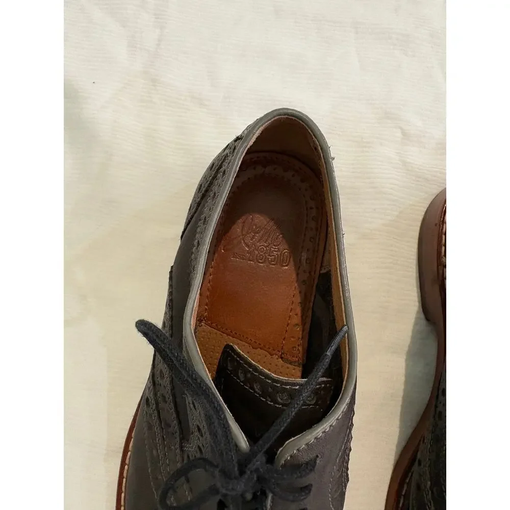 Johnston & Murphy 1850 Cap Toe Brogue Oxfords Men's 8 M Dark Gray Leather